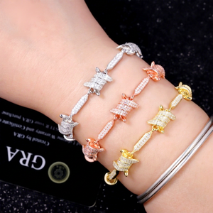 Hot Sale in Stock S925 Sterling Silver Micro Paved Moissanite Diamond Hip Hop Cuban Link Knot Bracelets <b>for</b> <b>Men</b> Women - Product Image 1