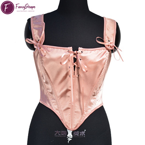 Corsé de corpiño deshuesado Vintage con cordones de satén para mujer con ligas, Top corto de fiesta, trajes bonitos, corsé, Bustiers de moda para mujer - Product Image 1