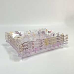 Acrylic Flower Decorative Tray <b>Rectangle</b> Plant Pattern <b>Coffee</b> <b>Table</b> Home Decor 21.5x16x2.5cm - Product Image 1