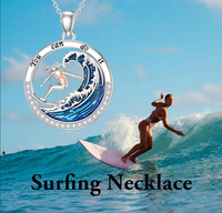 Colliers pendentifs vague fille qui court en argent sterling 925 en gros pour femmes fitness