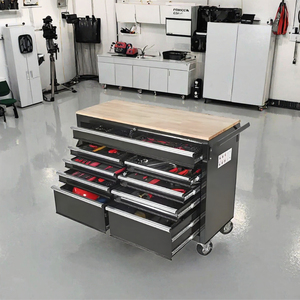 Professional Mechanic Heavy-Duty Iron Mobile Rolling Storage <b>Cabinet</b> Tool Chest with Work Bench 540kg Load Capacity for <b>Garages</b> - Product Image 3