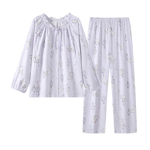 Pyjamas de maternité en coton, vente en gros usine/OEM, légers, avec fermeture éclair discrète pour l'allaitement, printemps/été - Product Image 6