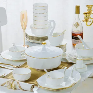 Wettbewerbs fähiger Preis Geschirrs ets Goldrand Geschirr Hochwertiges Bone China Dinner Set