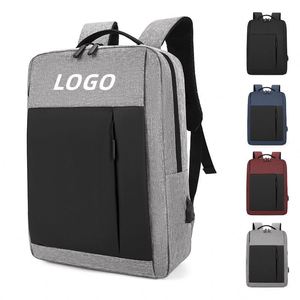 Sac à dos promotionnel unisexe pour ordinateur portable, en polyester Oxford, avec doublure, pour voyage et école, avec port de chargement USB - Product Image 1