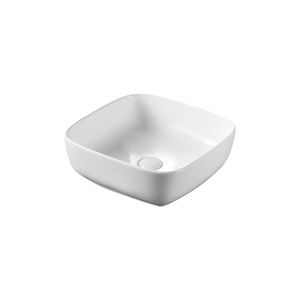Lavabo Ovale Moderno 40x40cm La27 da Appoggio in Pietra per Bagno di Casa e Hotel con Accessorio Scarico - Product Image 1