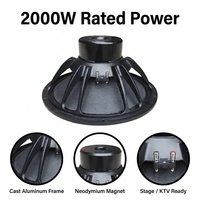 Subwoofer Profesional de Neodimio de 21 Pulgadas, 2000W AES, 8 Ohmios, de Largo Alcance, para Sistemas de Sonido Line Array y de Conciertos