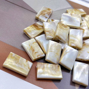 Acrylic Two-Tone Imitation Seashell Rectangular Beads For Jewelry Making 12x8mm Injection Molded ABS Material - Product Image 2