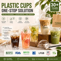 Vasos Desechables de Plástico PP PET Transparentes de Grado Alimenticio Libres de BPA de 12oz 16oz 24oz 32oz con Tapas para Café Helado, Jugo, Agua, con Logotipo Personalizado