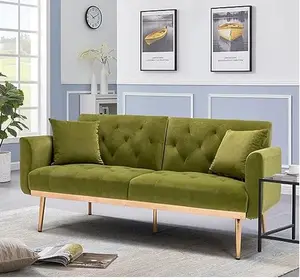 Akzent Sofa Samt Stoff Couch Cabrio Futon Schlafs ofa Mitte des Jahrhunderts Modernes Klapp bett Holz Wohnzimmer Sofa Set Divano TIA