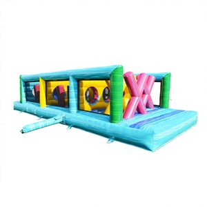 Colorful Iridescent <b>Themed</b> PVC Inflatable Obstacle Course Commercial Tic Tac Toe Playground for Party Rental Outdoor Fun - Product Image 1