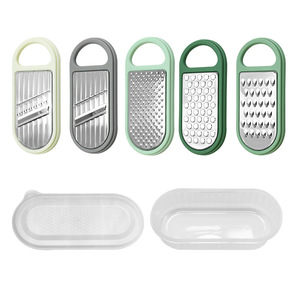 Ensemble de râpes multifonctions en acier inoxydable, 5 pièces avec plateau de rangement pour outils de découpe de légumes de cuisine - Product Image 1
