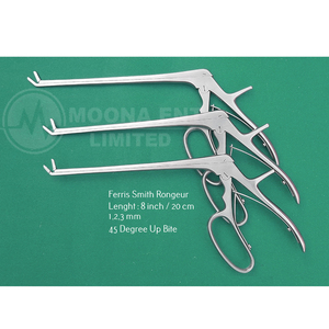 Rongeurs Ferris Smith de qualité supérieure, longueur 8 pouces, à mâchoires courbées à 45 degrés, en acier inoxydable, instruments chirurgicaux réutilisables - Product Image 2