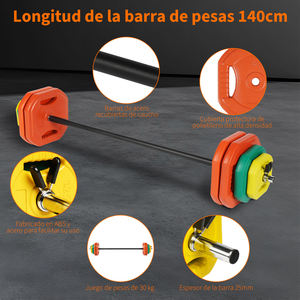 Juego de Barras de Pesas de 30 kg con Revestimiento de PVC Ecológico, Color Hormigón, en Stock en España, para Entrenamiento Físico en Casa o Gimnasio - Product Image 5