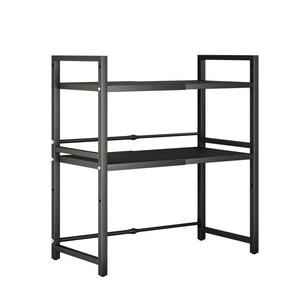 Estante Extensible para Horno de Microondas, Metálico, de Doble Capa, para Encimera de Cocina, Independiente, Negro/Blanco - Product Image 3