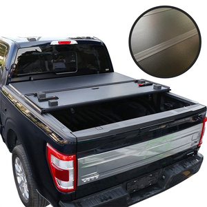 Couverture de benne de camionnette en aluminium à trois plis, couverture de benne <span class=keywords><strong>rigide</strong></span> à enroulement, ajustement universel, étanche, compatible Ford Ranger F-150 - Product Image 1
