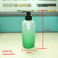 Bouteilles à pompe en plastique dépoli couleur dégradée rose-vert ombré, contenants cosmétiques vides pour shampoing, lotion et crème pour le visage 300ml