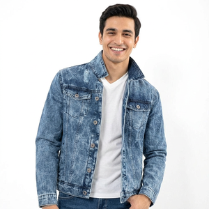 เสื้อแจ็กเก็ตยีนส์สำหรับบุรุษที่สวมใส่สบายเหมาะอย่างยิ่งสำหรับสวมใส่ในชีวิตประจำวันผสมผสานความทนทานเข้ากับสไตล์และความสบายของเสื้อแจ็กเก็ตยีนส์สำหรับผู้ชาย - Product Image 1