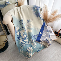 Écharpes en cachemire jacquard de haute qualité pour femmes, imprimé fleur de magnolia, logo personnalisé, douces, chaudes et longues, vente en gros