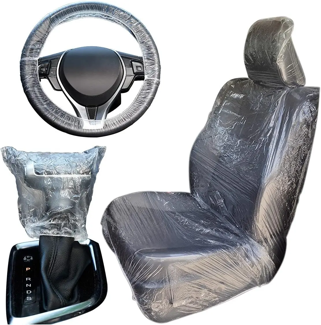 Grosir eceran transparan tahan lama tahan debu kursi mobil sekali pakai penutup plastik untuk tahan air