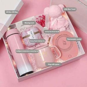 Pink Promotional Gift Set Intelligent Water <b>Cup</b> Vacuum Flask Business Style Cost-Effective Gift Box Lady's Birthday Gift - Product Image 4