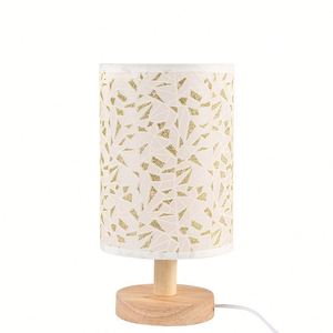 Simple Fabric Wooden Base Night Lamp Soft <b>Light</b> Cozy Atmosphere Wooden Table Lamp for Bedside - Product Image 1