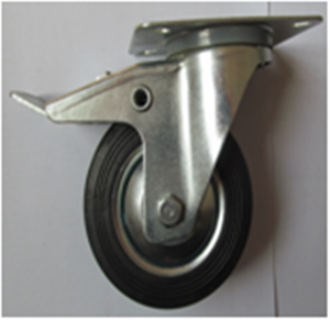 160MM Industrie <span class=keywords><strong>Medium</strong></span> <span class=keywords><strong>Duty</strong></span> <span class=keywords><strong>Swivel</strong></span> Rubber <span class=keywords><strong>Caster</strong></span> Mülleimer Rad - Product Image 2