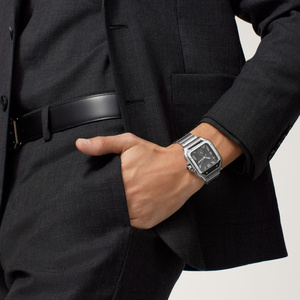 Montre à aiguilles de haute qualité pour homme, de marque célèbre, de luxe, décontractée, carrée, en acier inoxydable, avec bracelet en cuir, mouvement automatique - Product Image 5