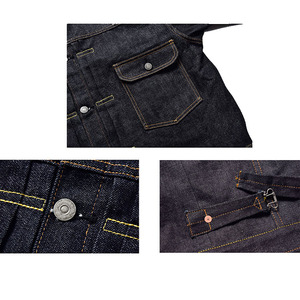 Chaqueta de Mezclilla Cruda de Alta Resistencia para Hombre, Cierre de Botones, Estilo Casual Vintage Personalizado, Transpirable y Resistente al Viento - Product Image 3