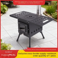 Réchaud de camping extérieur à bois, en acier inoxydable, pliable, portable, coupe-vent, pour barbecue, pique-nique et camping