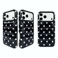 Étui de luxe en PU intégral avec motif à pois, protection 360° et porte-cartes pour iPhone 18/17/16/15 Pro Max Series