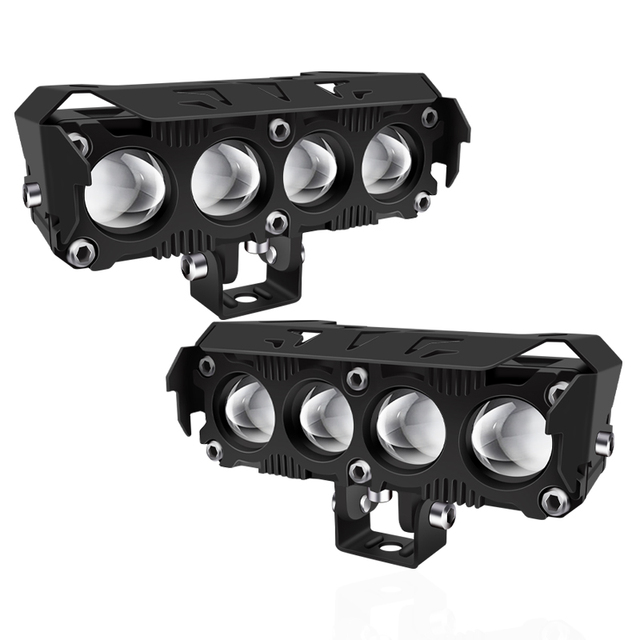 2 Pcs Dual Fans Motorcycle Spotlight Led Driving Fog Light Yellow White Headlight Work Light Motorcycle Lights for Car Truck