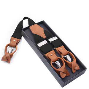 <span class=keywords><strong>Tirantes</strong></span> de Moda para Hombre, <span class=keywords><strong>Tirantes</strong></span> de Cuero con Botones y Clips Dobles - Product Image 2