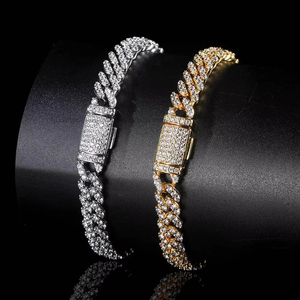Hip Hop Zircon <b>Bracelet</b> 8mm Single Row Cuban Chain Jewelry Men's Personality <b>Bracelet</b> Tanjing Fashion Lijing Necklace - Product Image 4