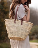 Sac à bandoulière ouvert pour femme, tissé à la main en feuilles de palmier marron, style bohème vintage, étanche, avec deux sangles, pour l'été/l'hiver
