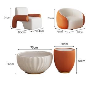 Set Sofa Lengkung Tiga Orang Mewah Teknologi Baru Meja Kopi Kulit Kecil untuk Area Resepsi Salon Kecantikan Kantor Toko Pakaian - Product Image 6