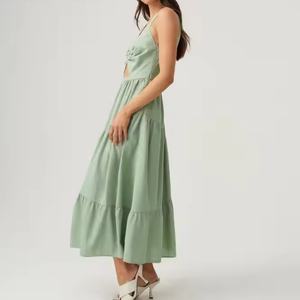 Vestido de Verano Personalizado para Mujer, Sexy, con Escote en V Profundo, Sin Mangas, de Lino y Algodón, para la Playa - Product Image 2