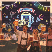 Décoration d'ambiance allemande en polyester, style néon, rectangulaire, nouveau style, fabriquée en Chine, pour le festival de la bière de l'Oktoberfest transfrontalier