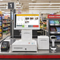 Terminal de point de vente Android 15,6 pouces à double écran tactile tout-en-un avec paiement hors ligne NFC pour la vente au détail et la restauration