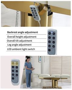 Chaise de traitement de beauté Spa électrique pour le visage noir avec tabouret Table de cils de luxe lit de beauté Table de Massage des cils incurvée - Product Image 5