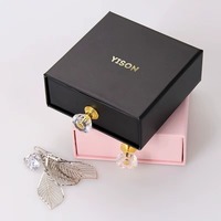 Boîtes cadeaux personnalisées en carton gris pour bijoux, boucles d'oreilles, colliers, avec tiroir