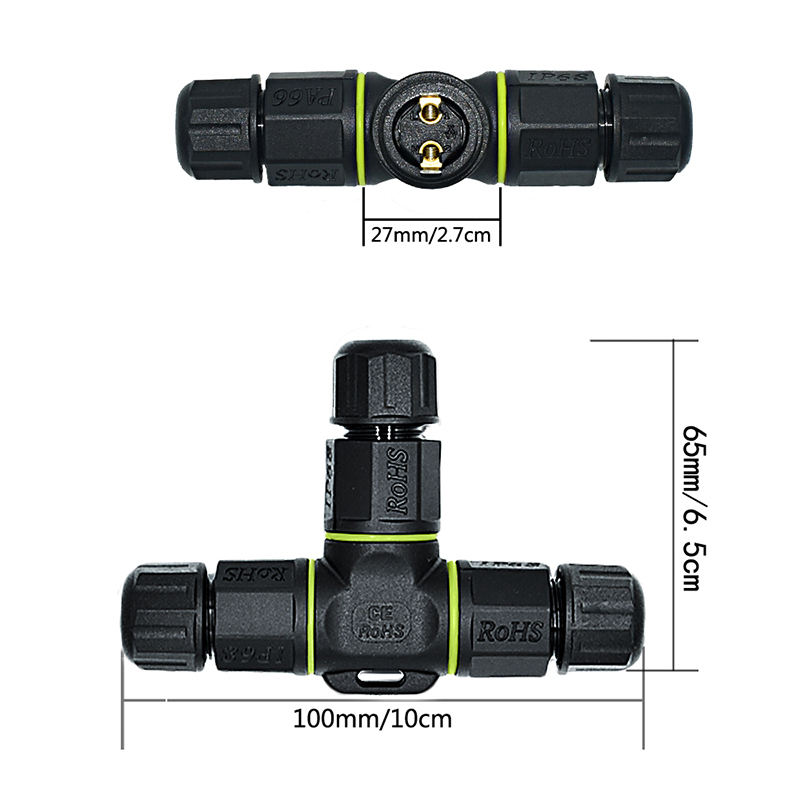 YXY IP68 M20 T-Type 3-Way 3-Pin 25A Waterproof Connector