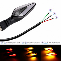 Clignotant LED séquentiel YD pour moto, feu de jour (DRL) rouge, indicateur à lentille fumée ambrée à défilement