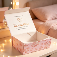 Boîte cadeau magnétique pliable Glow, imprimé feuille de Monstera dorée, boîte rigide pliable avec logo personnalisé en feuille d'or pour l'emballage des soins de la peau