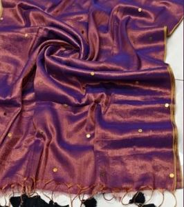 Sari en coton écologique à séchage rapide, tissé et imprimé, pour filles/femmes, léger, pour mariage/occasions spéciales, cardé croisé 370 GRM - Product Image 4