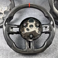 Volant en fibre de carbone amélioré pour Ford Mustang, volant en cuir personnalisé de haute qualité, accessoires intérieurs de voiture