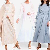Baju Kurung Modern Muslimah Lengan Panjang Aplikasi Pink Desain Renda Elegan Gaun Daster Jilbab Modern