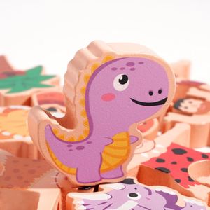 Wooden Stacking Toy Primitive Man Dinosaurs Design Balancing <b>Building</b> <b>Blocks</b> Game Toddler Puzzle Toys - Product Image 5
