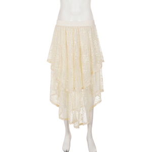 Jupe longue asymétrique en maille style Wasteland Boho Gothique, vintage, effet vieilli, superposée, à franges, fluide, bohème - Product Image 6