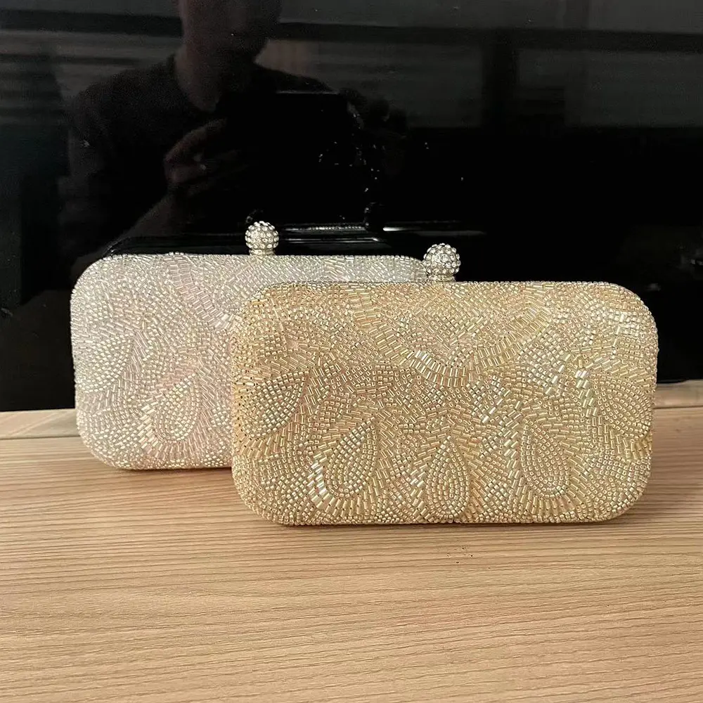 Embroidery Beaded Evening Bag Satin Dress Clutch Bag Ladies Banquet Bag NE1005