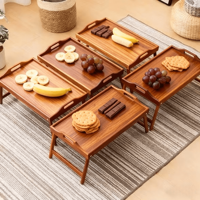 Plateau de Rangement Multifonctionnel en Bambou Naturel, Table Pliante Simple pour Usage Domestique dans la Chambre